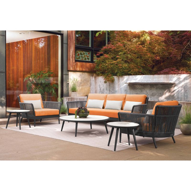 6pc Nette Sofa Seating Set Black/Orange/Grey - Oxford Garden