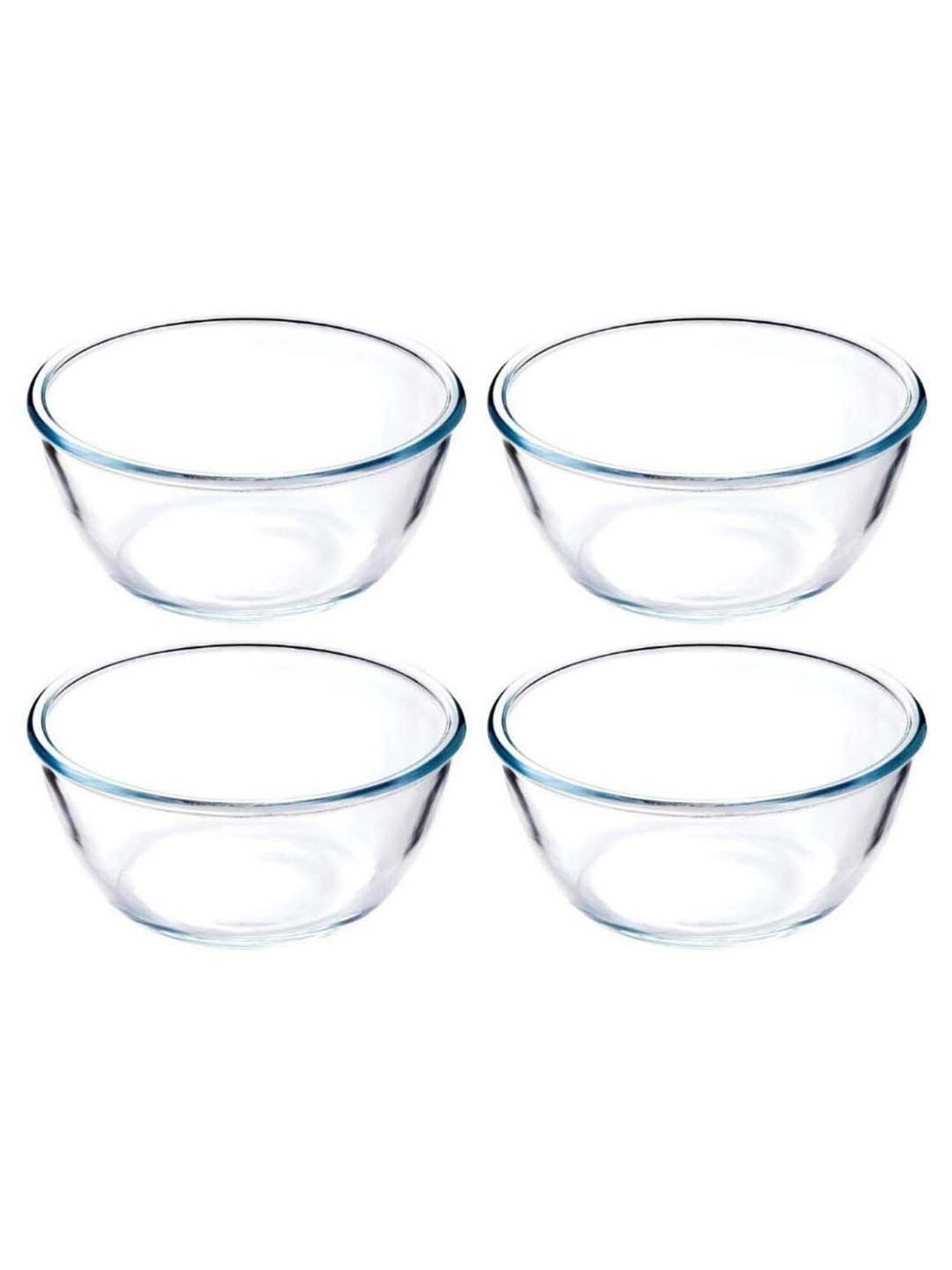 Femora Transparent Borosilicate Glass Microwave Safe All-Purpose Mixing Bowl (3.6 L) - Set of 4