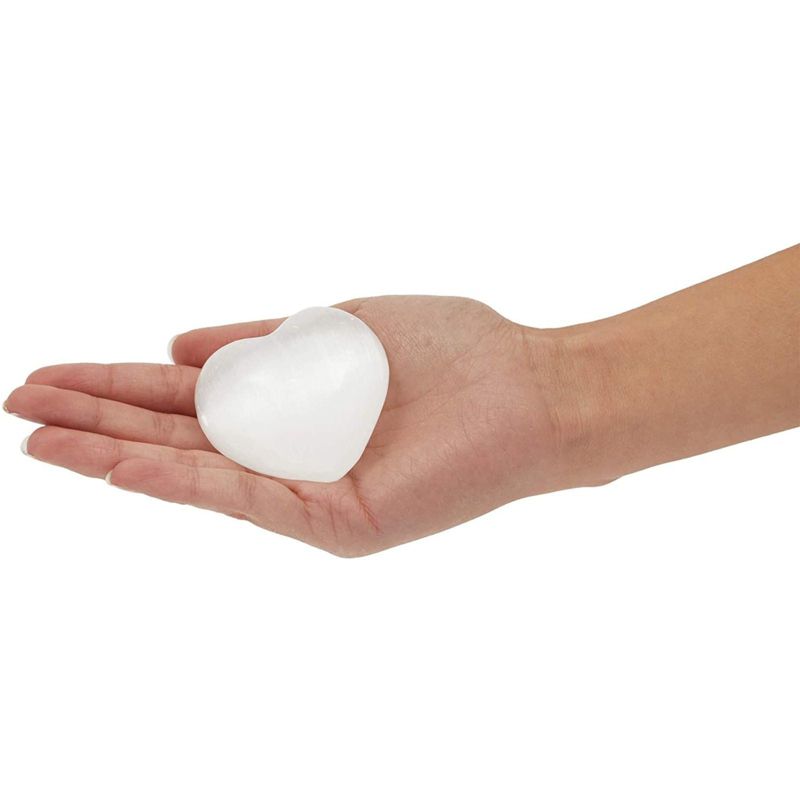 WellBrite 2 Pack Healing Crystals, Selenite Hearts, Home D'ecor (2 x 2.75 Inches)