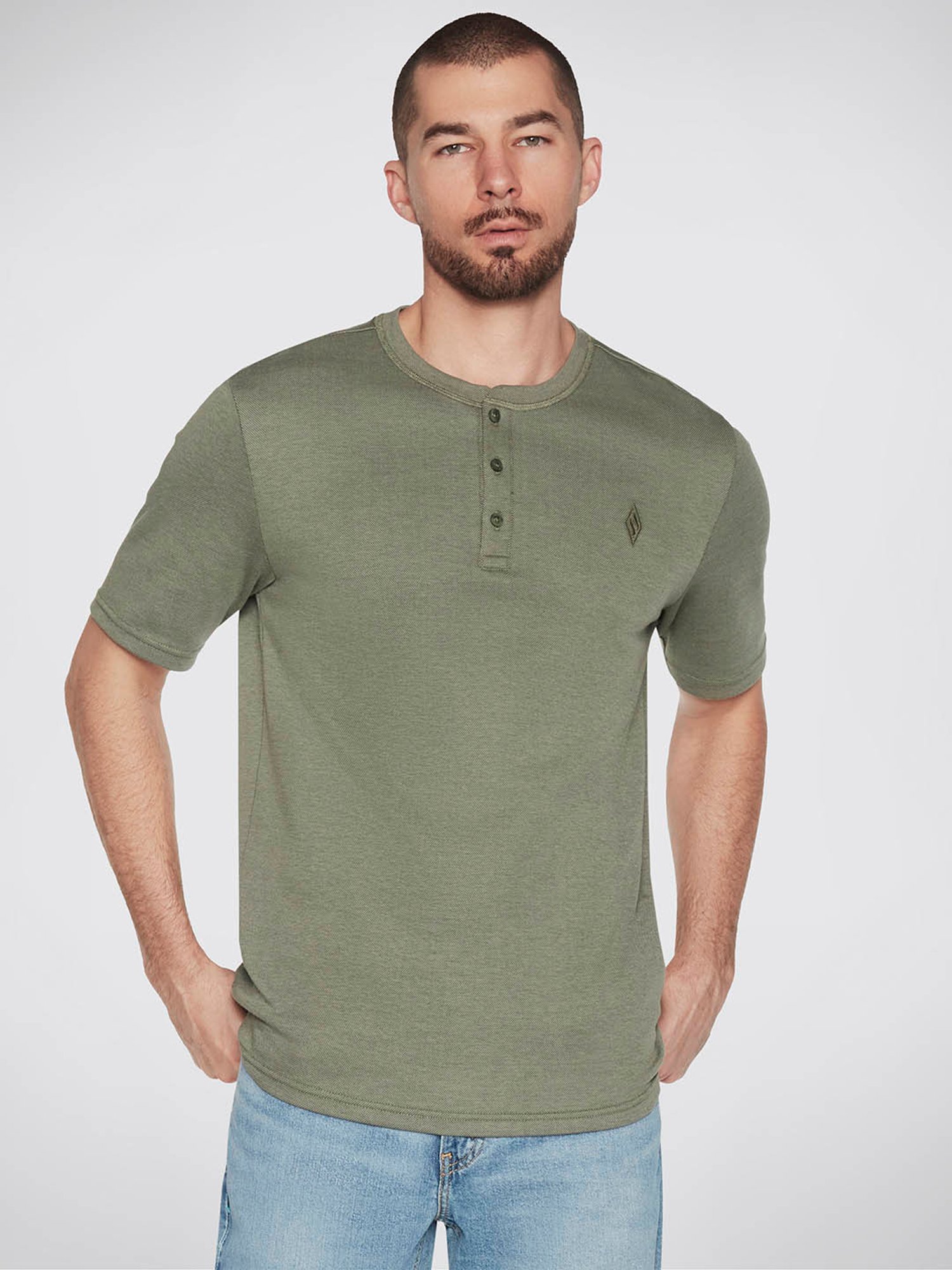 Skechers Olive Relaxed Fit Henley T-Shirt