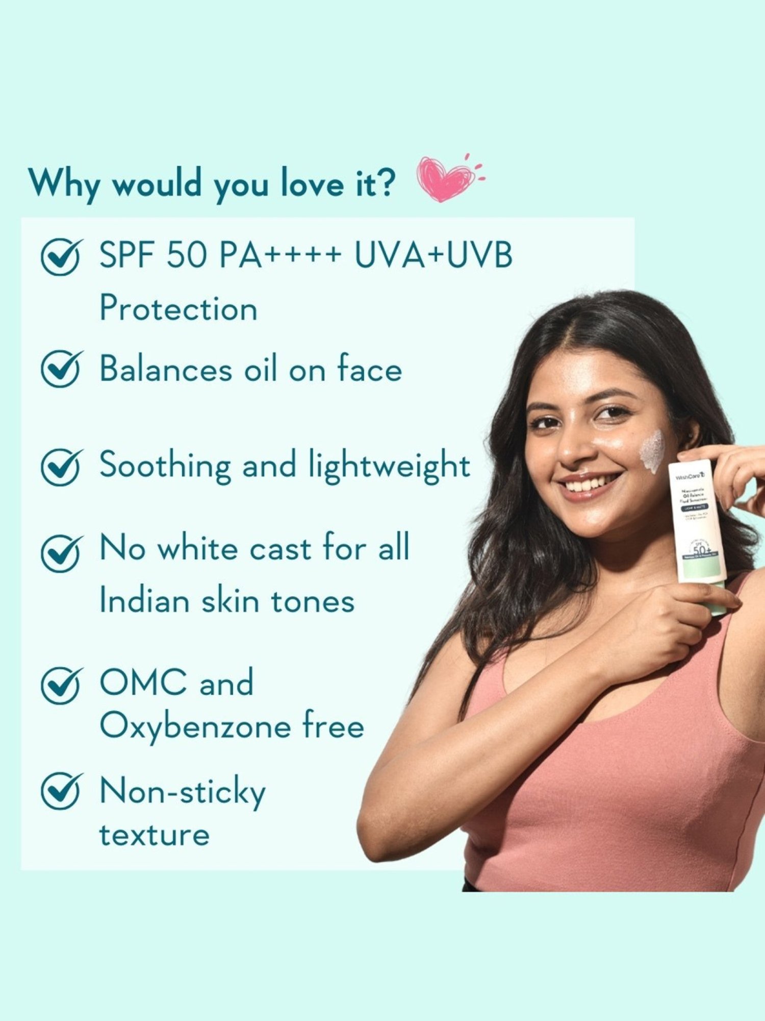 Wishcare Niacinamide Oil Balance Sunscreen SPF 50 PA++++ - 50 gm