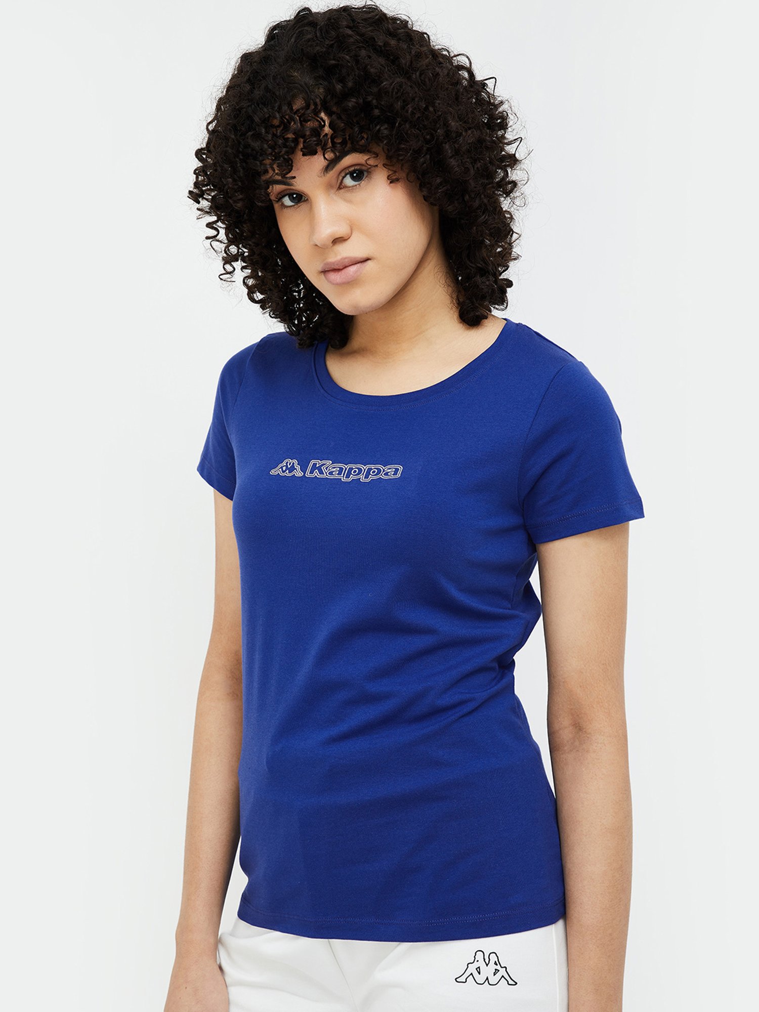 KAPPA Blue Cotton Graphic Crop T Shirt