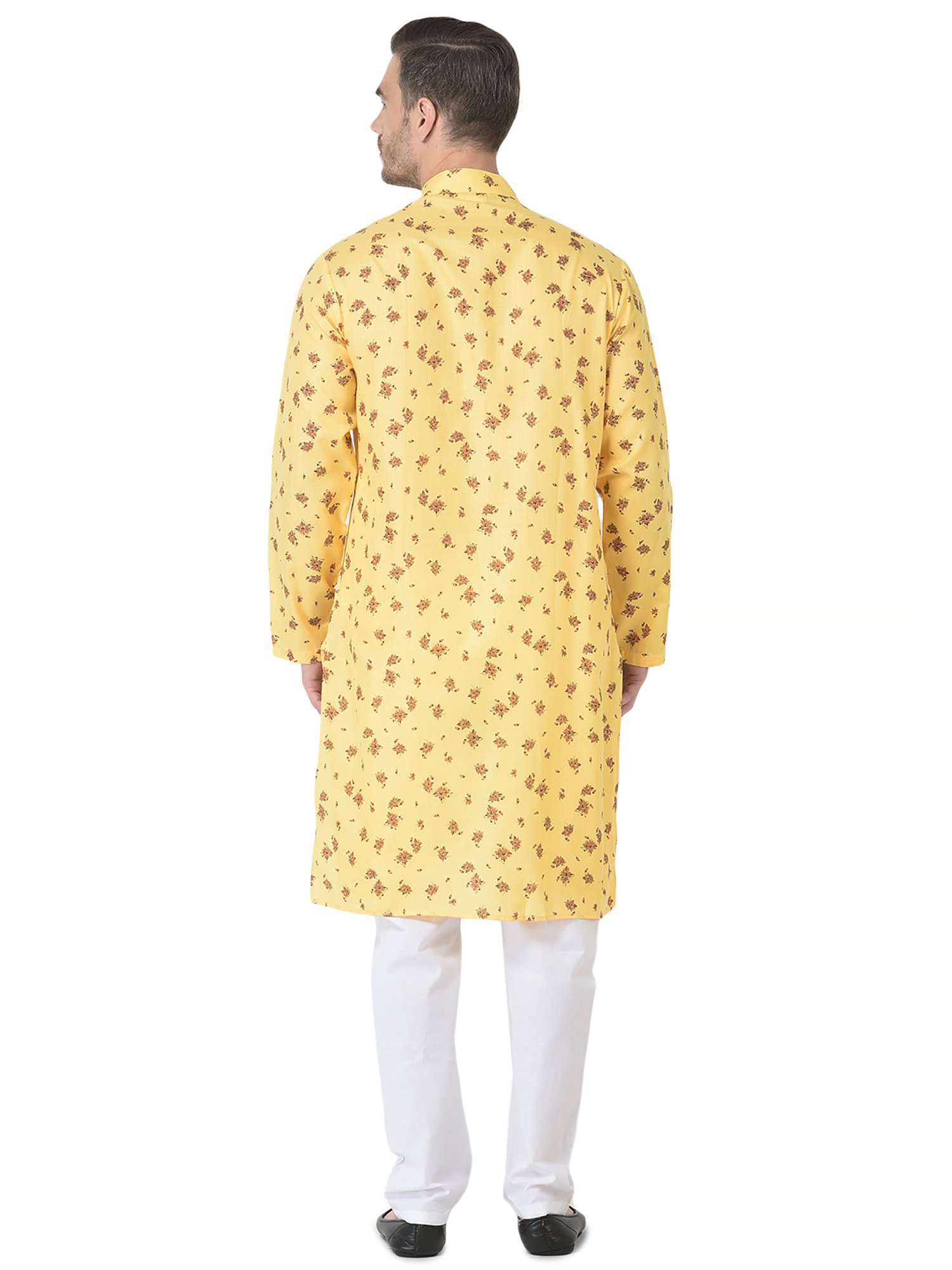 SG LEMAN Yellow & White Regular Fit Printed Kurta and Pyjama Set