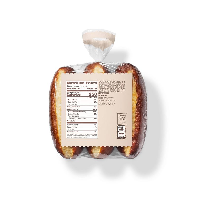 Pretzel Hoagie Rolls - 17.3oz/6ct - Favorite Day™