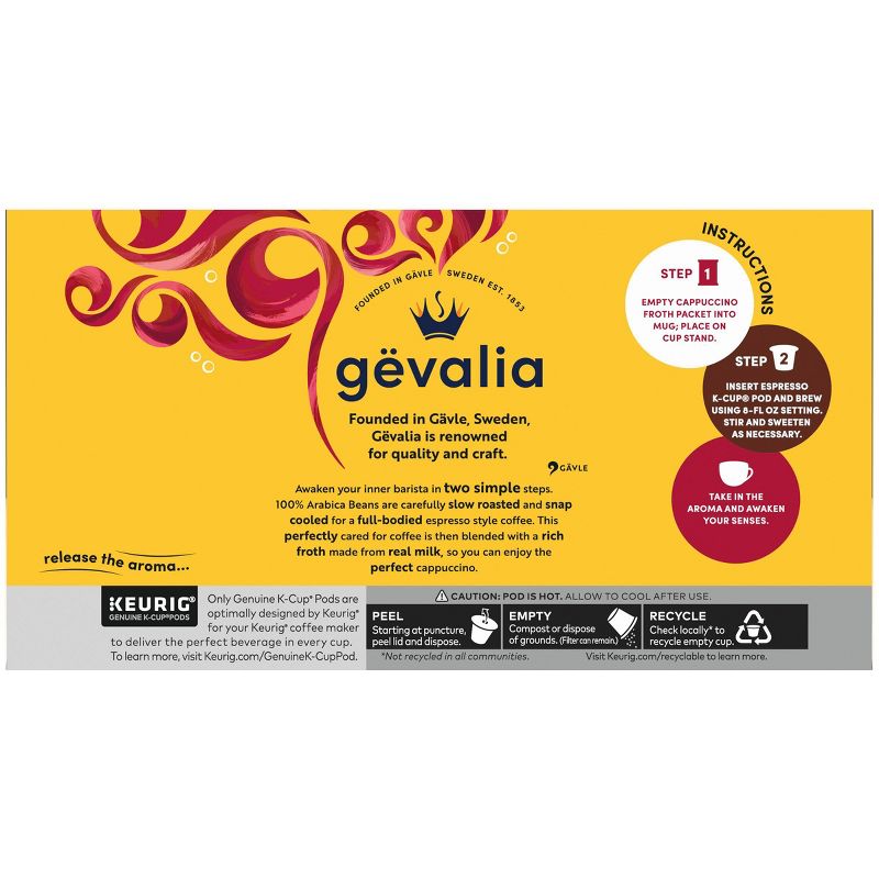 Gevalia Cappuccino Dark Roast Coffee Pods - 12ct