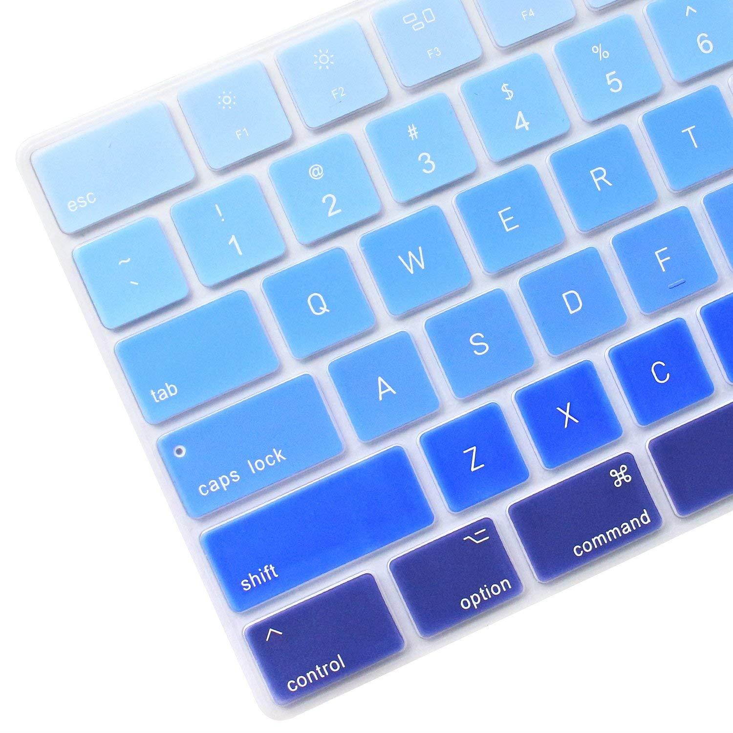 ProElife 2017 NEWEST Ultra Thin Silicone Full Size Wireless Bluetooth Numeric Keyboard Cover Skin for Apple iMac Magic Keyboard with Numeric Keypad MQ052LL/A US Layout (Fade in Blue)