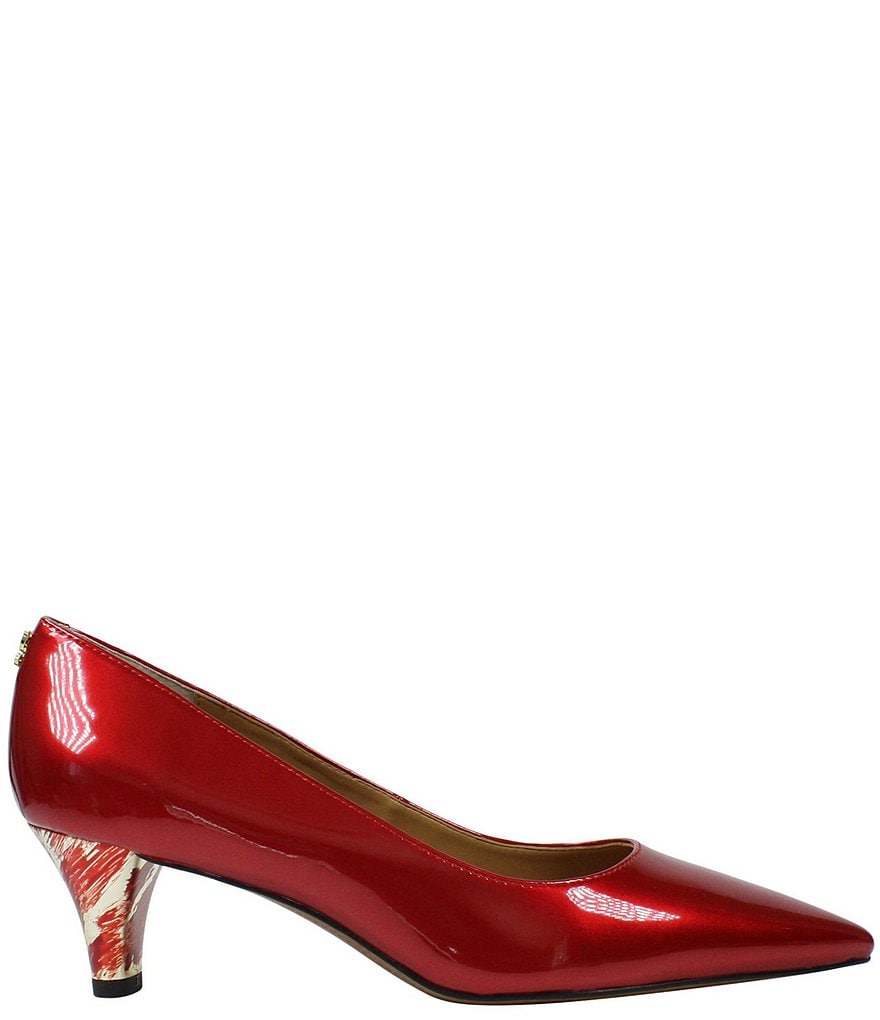 J. Renee Asilah Patent Kitten Heel Pumps
