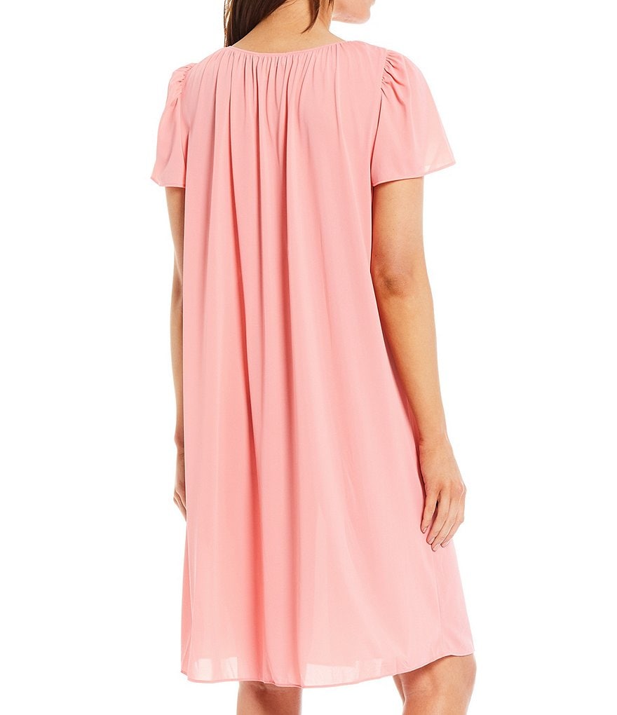 Miss Elaine Tricot Floral Embroidered Nightgown