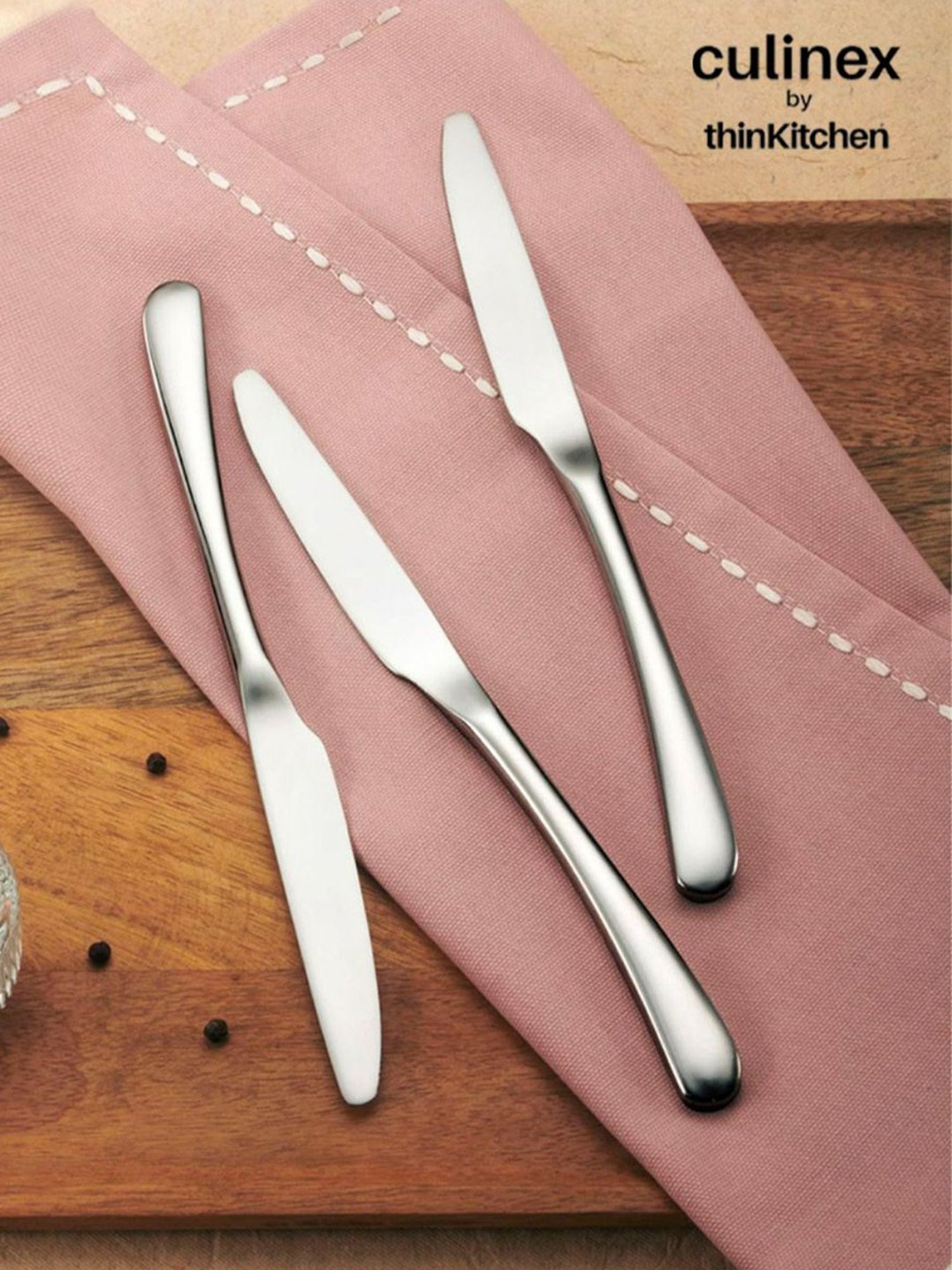 Culinex by thinKitchen Dora Silver Stainless Steel Mirror Finish All Purpose Knife (Set of 2)