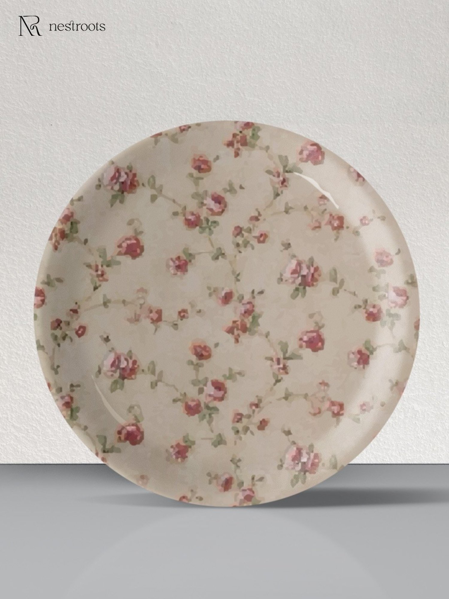 Nestroots English Dainty Flower Multicolor Porcelain Wall Plate