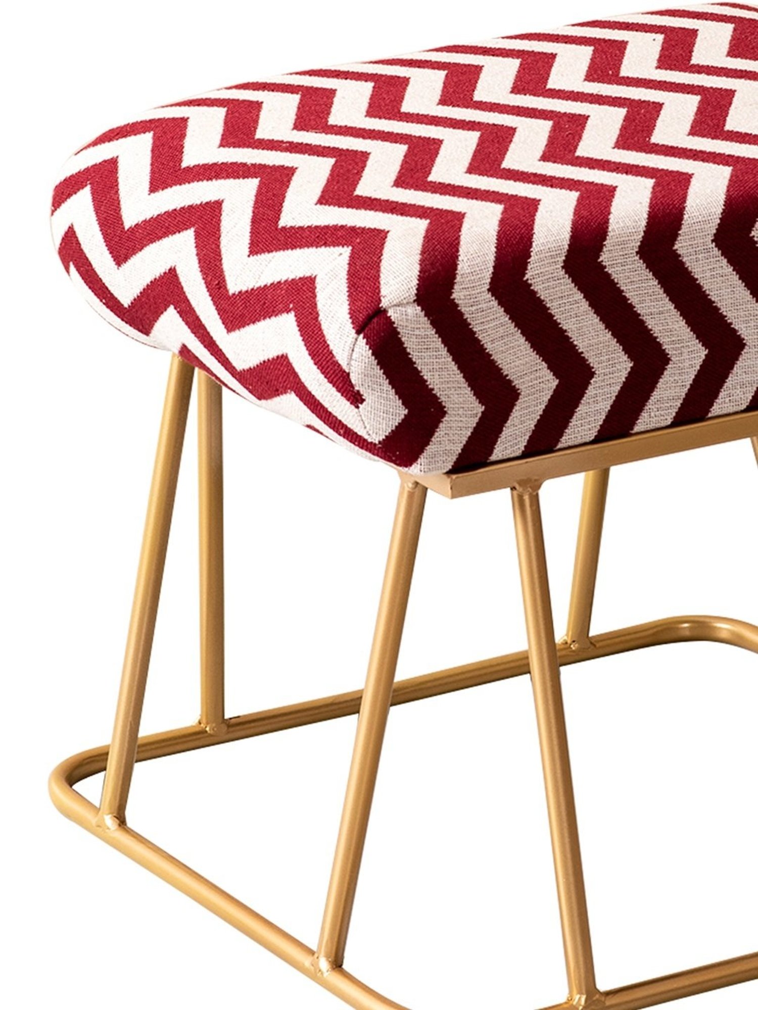 Chumbak Spring Marigold Floral Green Mango Wood Modern Trunk Storage Ottoman