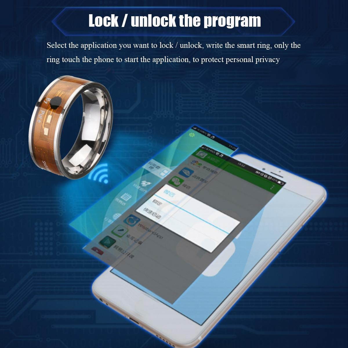 NFC Multifunctional Waterproof Intelligent Digital Smart Ring Magic Finger Rings - Blue