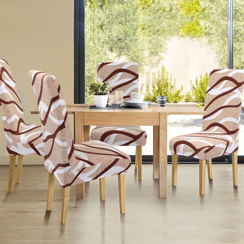 1 Pc Polyester Spandex Stretchy Removable Washable Dining Chair Slipcovers Multicolored  - PiccoCasa