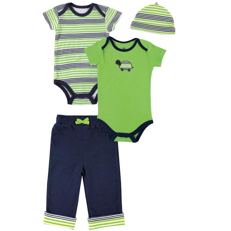 Yoga Sprout Baby Boy Cotton Layette Giftset, Turtle, 0-3 Months