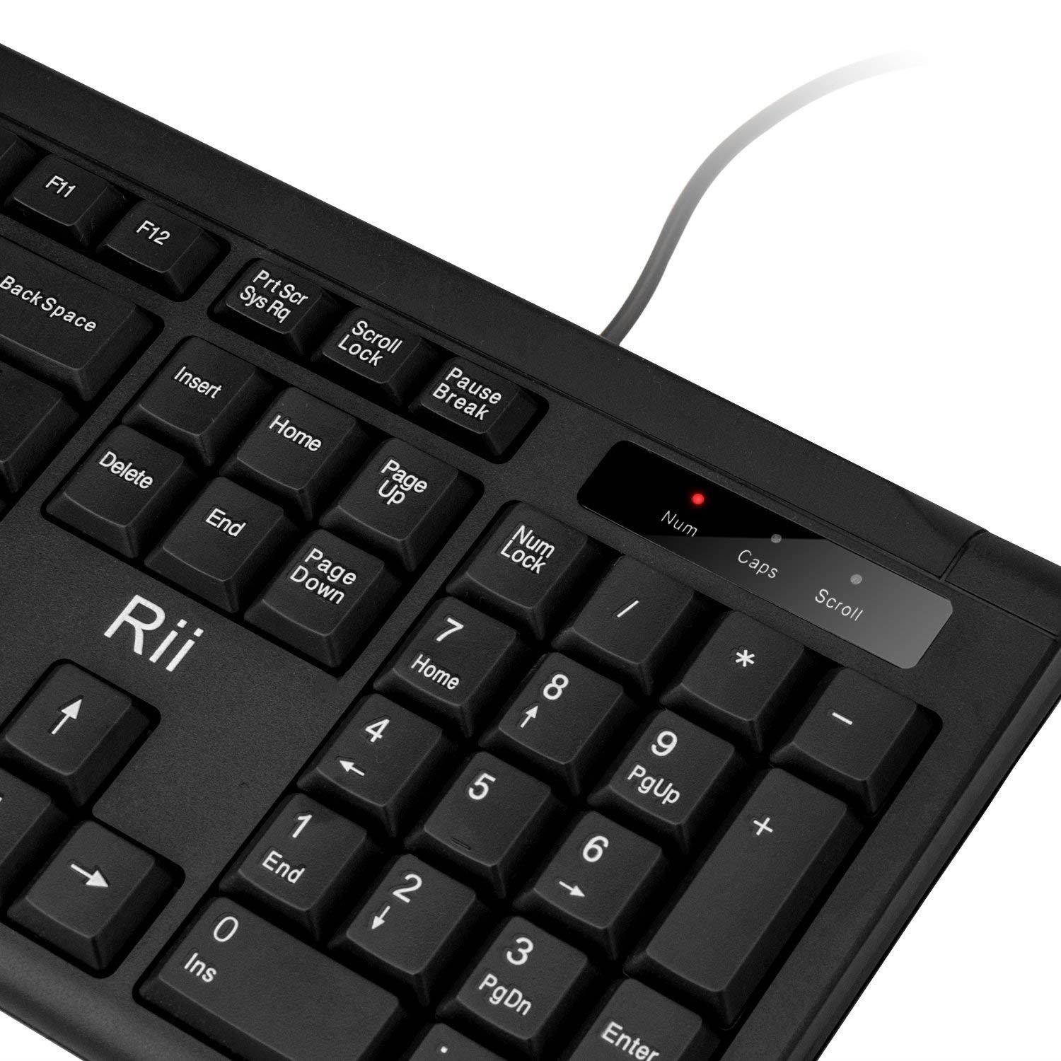 Rii RK907 Ultra-Slim Compact USB Wired Keyboard for Mac and PC,Windows 10 / 8 / 7 / Vista / XP (Black)