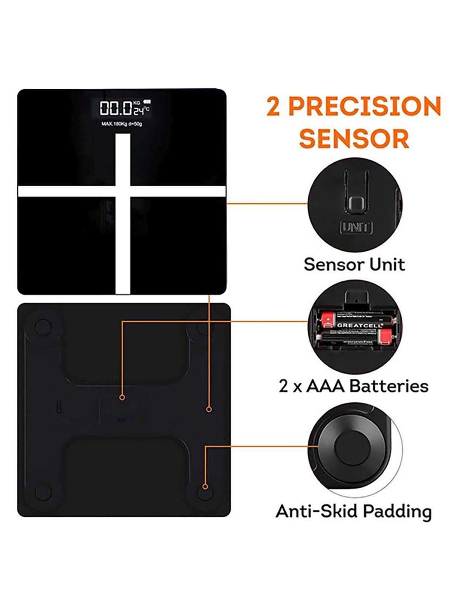 beatXP Black Plus Weight Machine with LCD Display (Black)