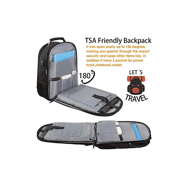 Large Travel Laptop Backpack TSA Durable Computer College School Bookbag with USB Charging Port for Men