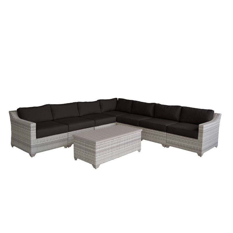 Farimont 8pc Patio Sectional Seating Set with Cushions - Black - TK Classics