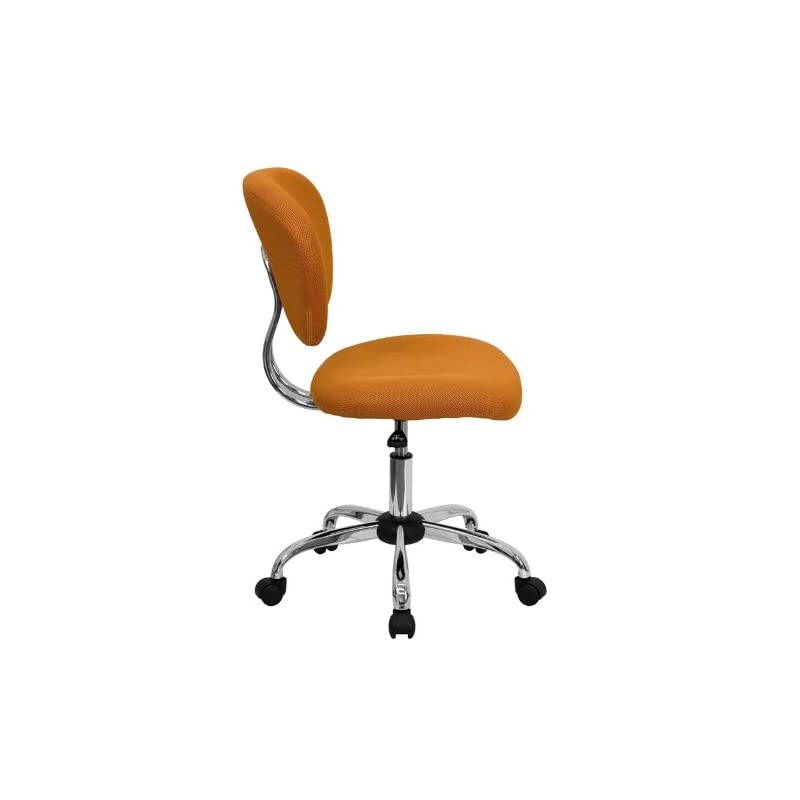 Mid-Back Orange Mesh Padded Swivel Task Office Chair with Chrome Base