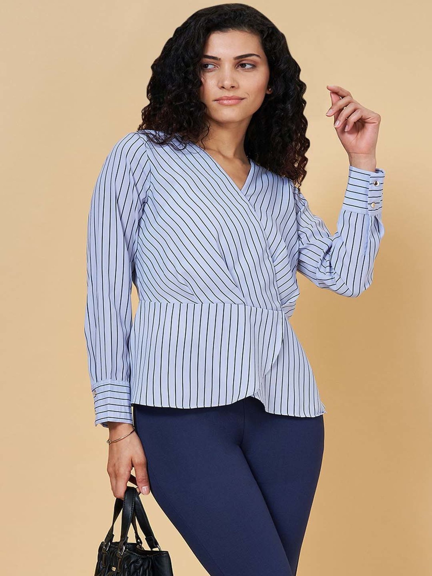 Annabelle by Pantaloons Blue Striped Top