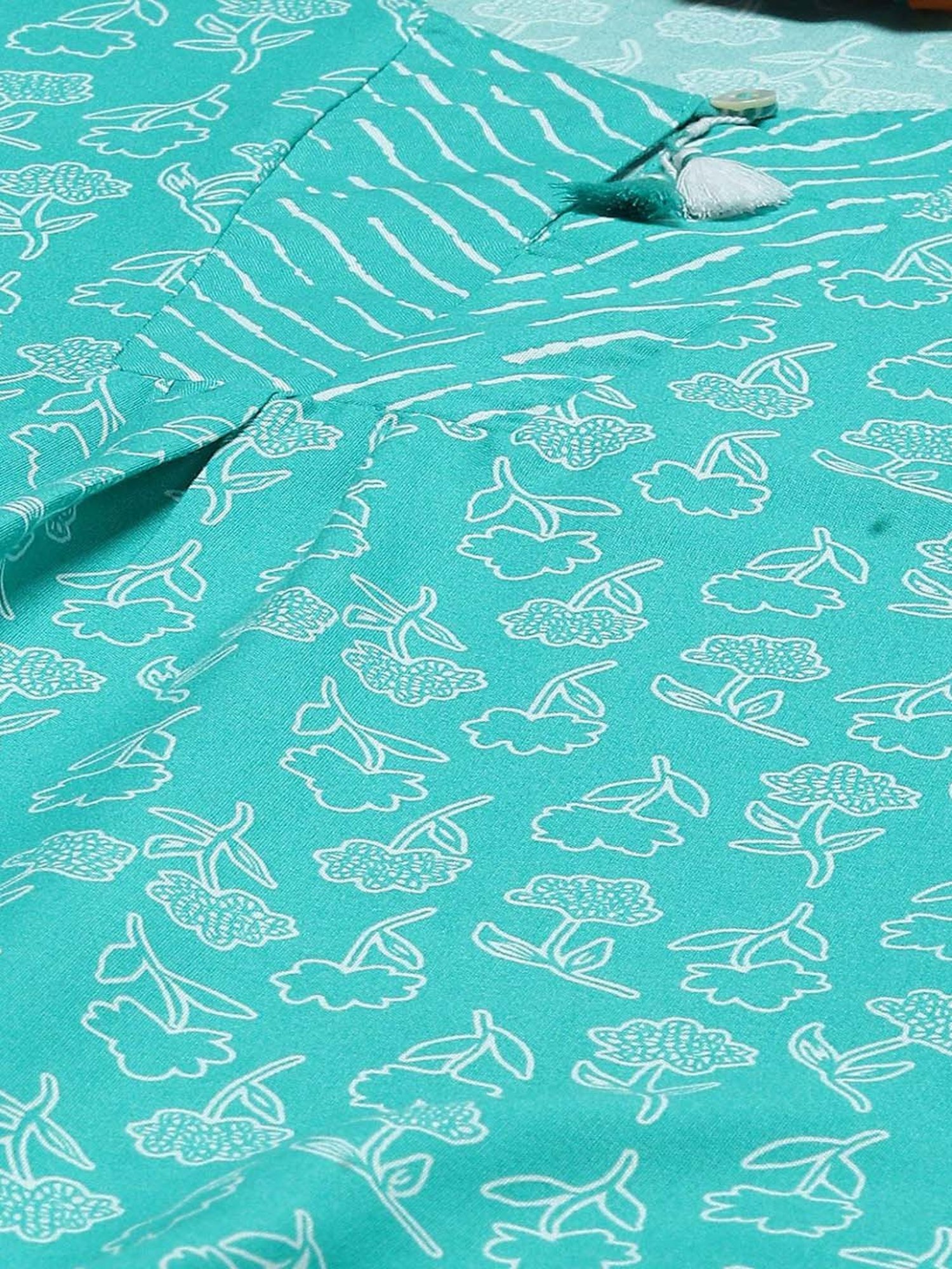 Rangriti Turquoise Printed Top