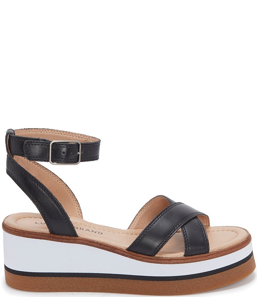 Lucky Brand Tarhi Leather Ankle Strap Wedge Sandals