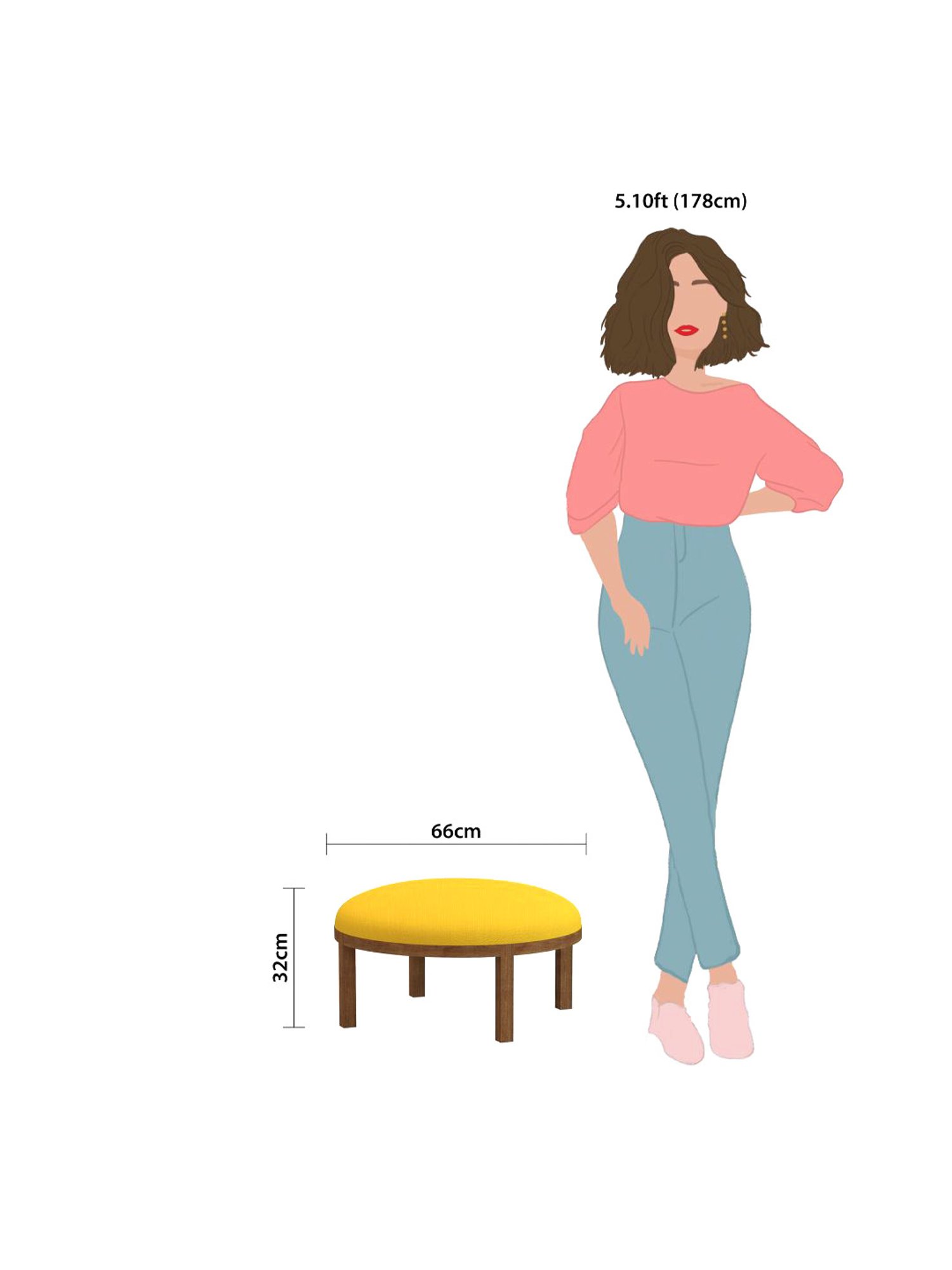 Chumbak Bohemian Sahara Mustard Sheesham Wood Ottoman