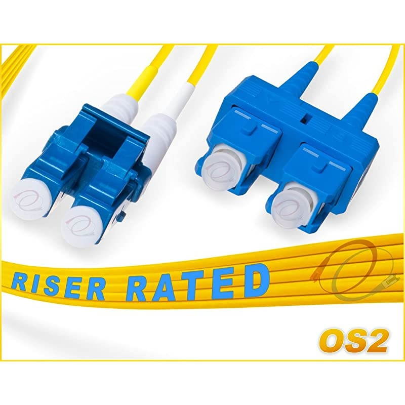 05M OS2 LC SC Fiber Patch Cable | 10Gb Duplex 9125 LC to SC Singlemode Jumper 05 Meter 164ft | Length Options 05M300M | 1gb 10gb smf dup sfp 10gbase lr Yellow ofnr sclc