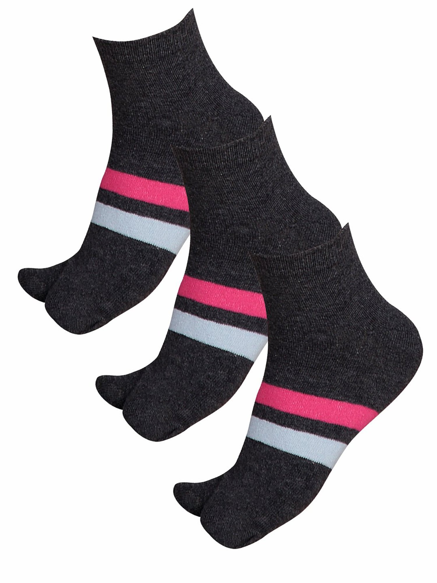 Bodycare Grey Cotton Textured Socks (Pack Of 3)