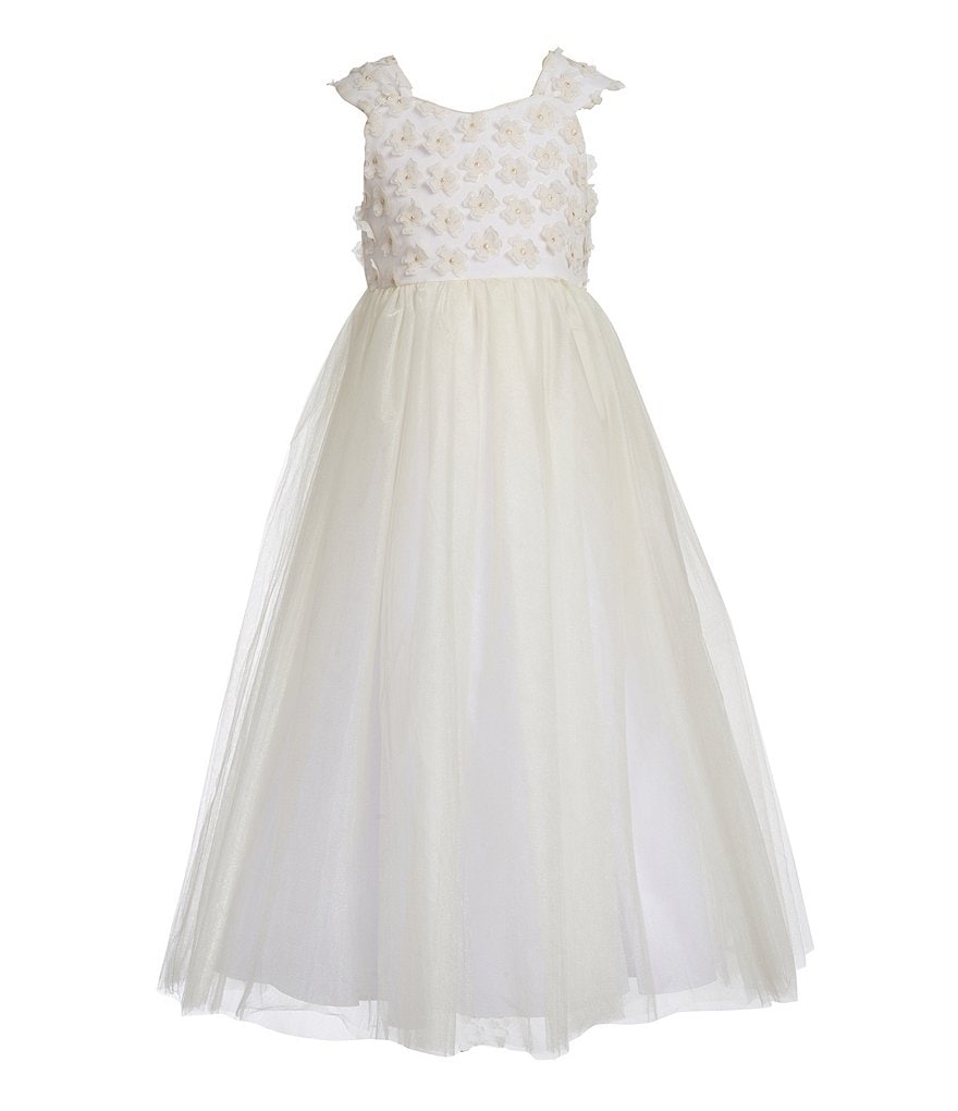 Badgley Mischka Little Girls 4-6X Floral/Tulle Fit & Flare Dress