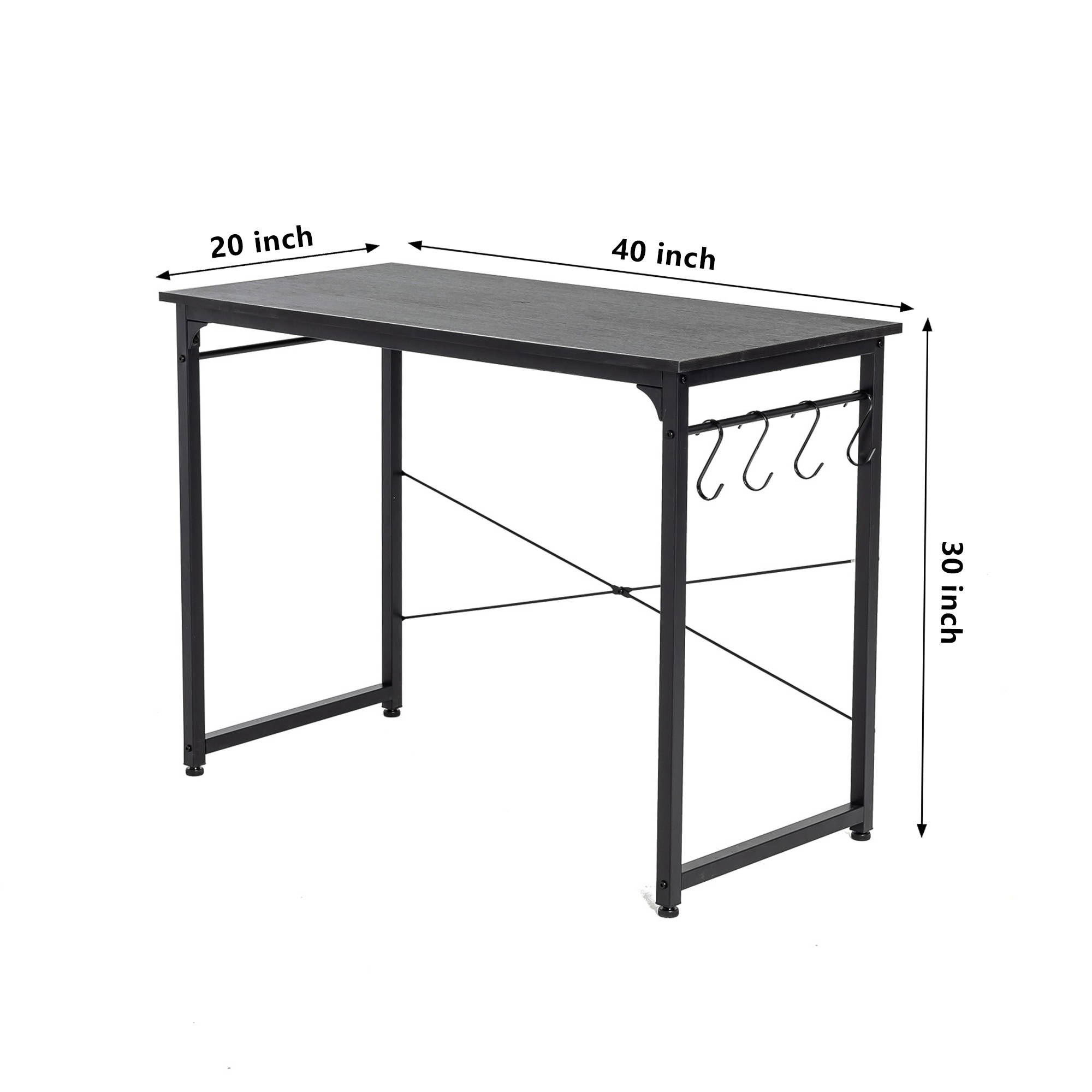 40" Home Office Desk Gaming Desk Modern Simple Desk Study Writing Table Small Computer Desk with 4 hooks