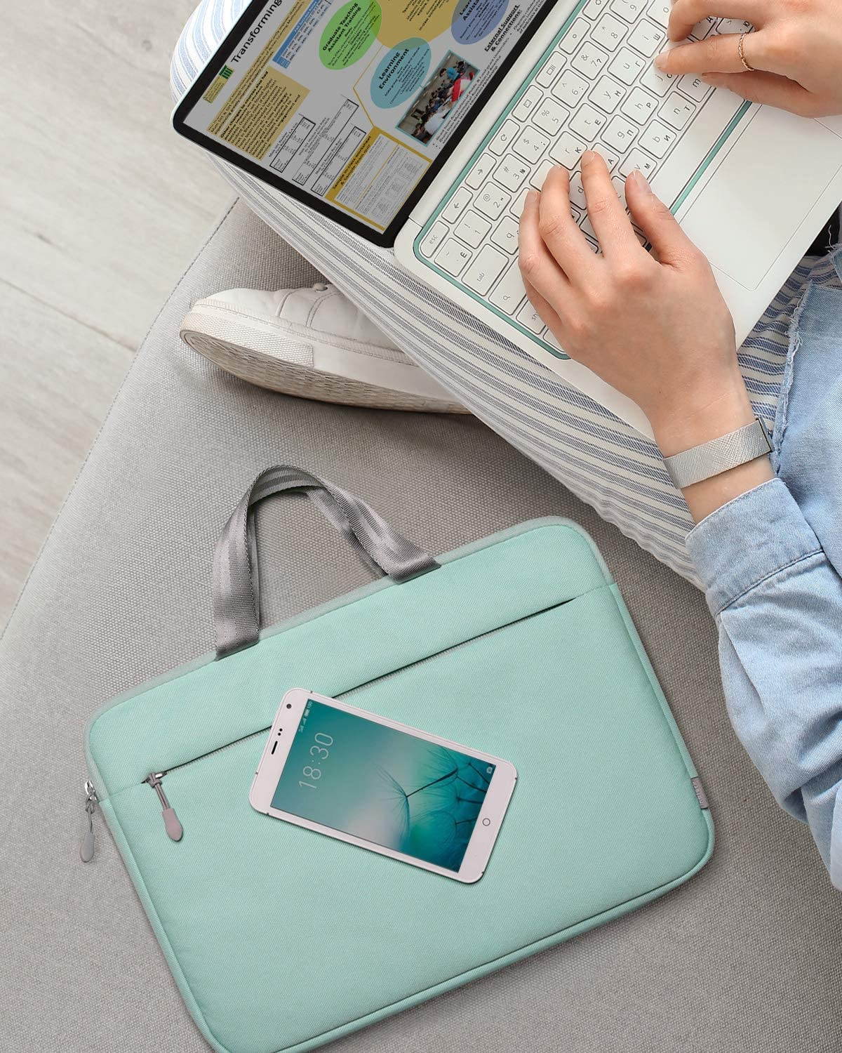 Inateck 11.6-12.3&rdquo; Chromebook Case Laptop Sleeve, Ultrabook Notebook Compatible with Acer Chromebook r11/HP Stream/Surface pro 3/4/5/6/7/X -Mint Green