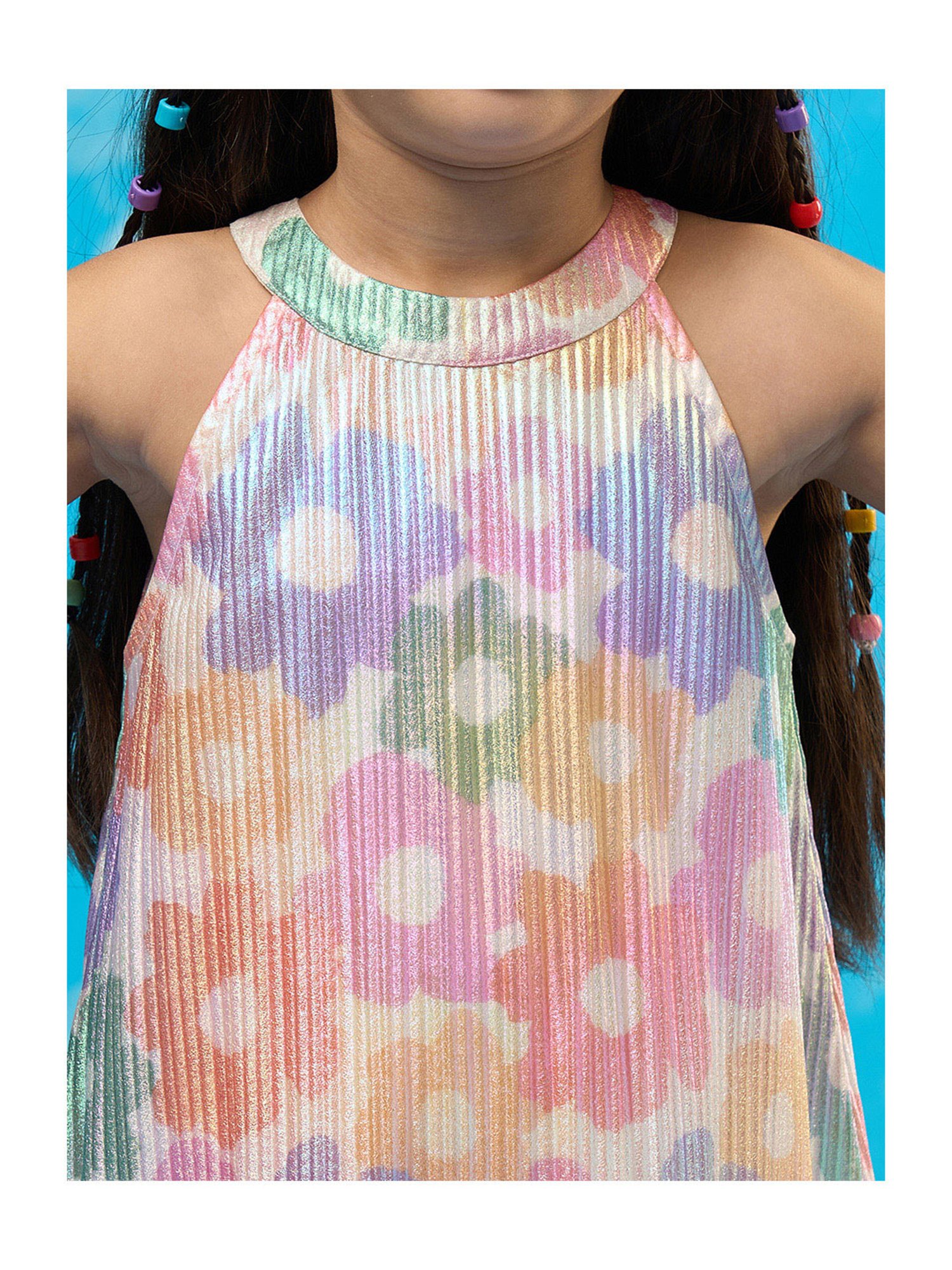 Lil Drama Girls Multicolor Floral Print Fit & Flare Dress