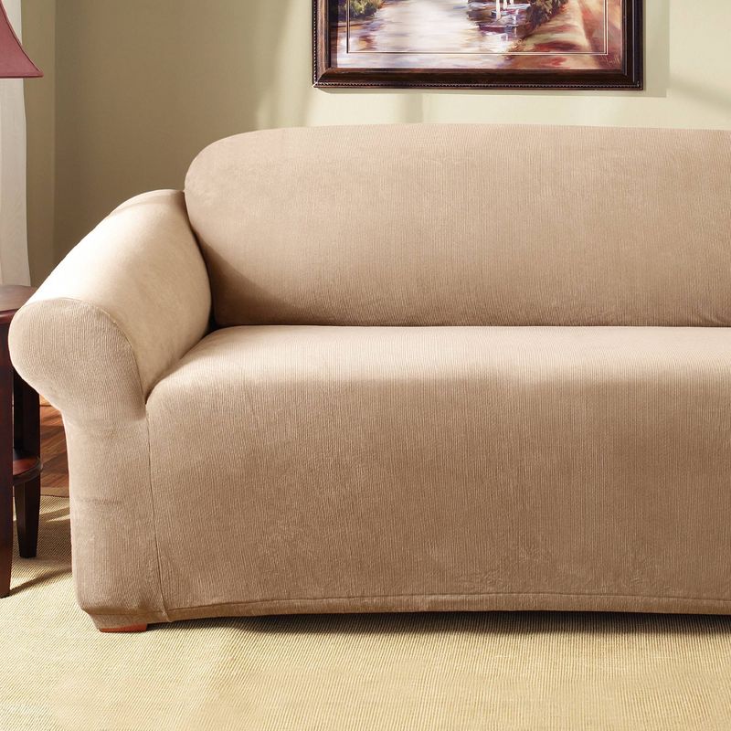 Stretch Corduroy Sofa Slipcover Brown Clay - Sure Fit