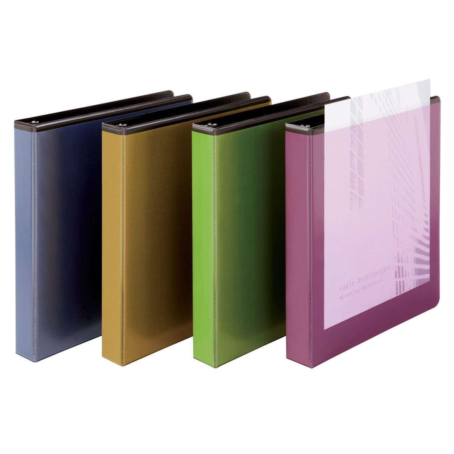 Wilson Jones Tinted View Round Ring Binder, 1 Inch, Customizable, Black with Assorted Color Overlay, Case of 6 (W68552BPP)