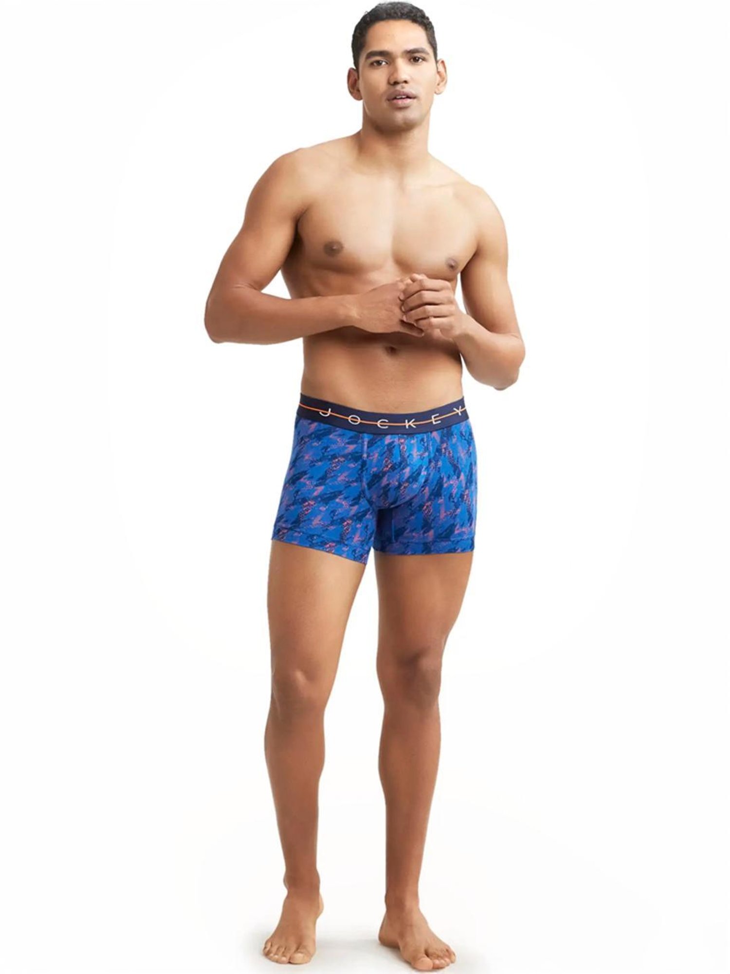 Jockey NY02 Blue Super Combed Cotton Trunks with Ultrasoft Waistband (Prints May Vary)