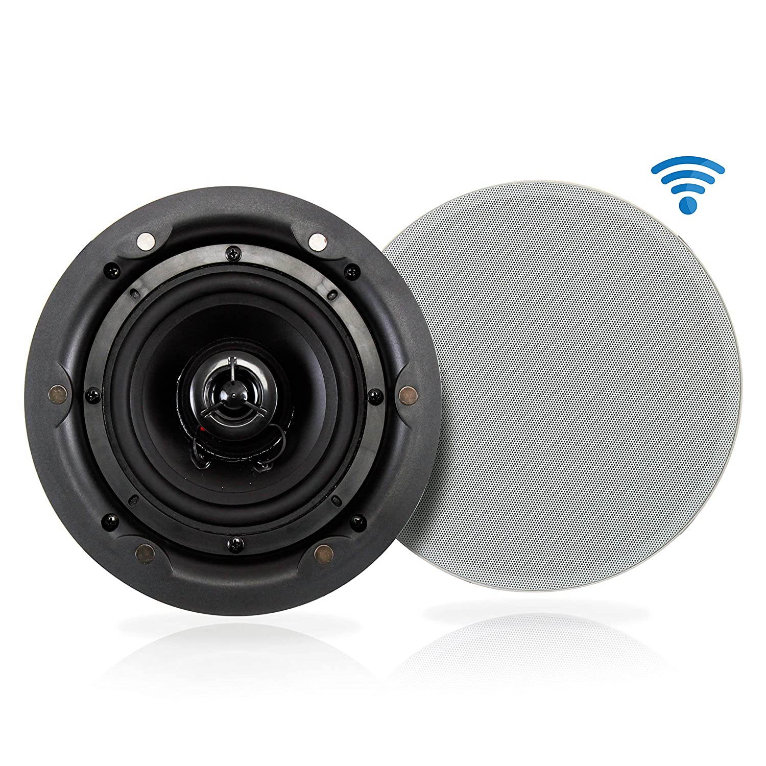 Ceiling and Wall Mount Speaker - Wireless Bluetooth 5.25&rdquo; Dual 2-Way Audio Stereo Sound Subwoofer Kit with, 240 Watts, in-Wall & in-Ceiling Flush Mount for Home Surround System - Pyle PWRC55BT