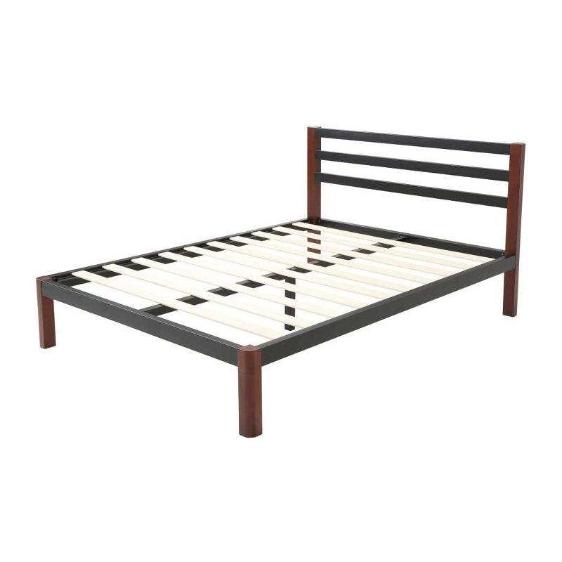 Classic Brands Tilbury Modern Style Wood Slat and Metal Platform Bed Frame with Headboard and No Box Spring Required, Queen Size