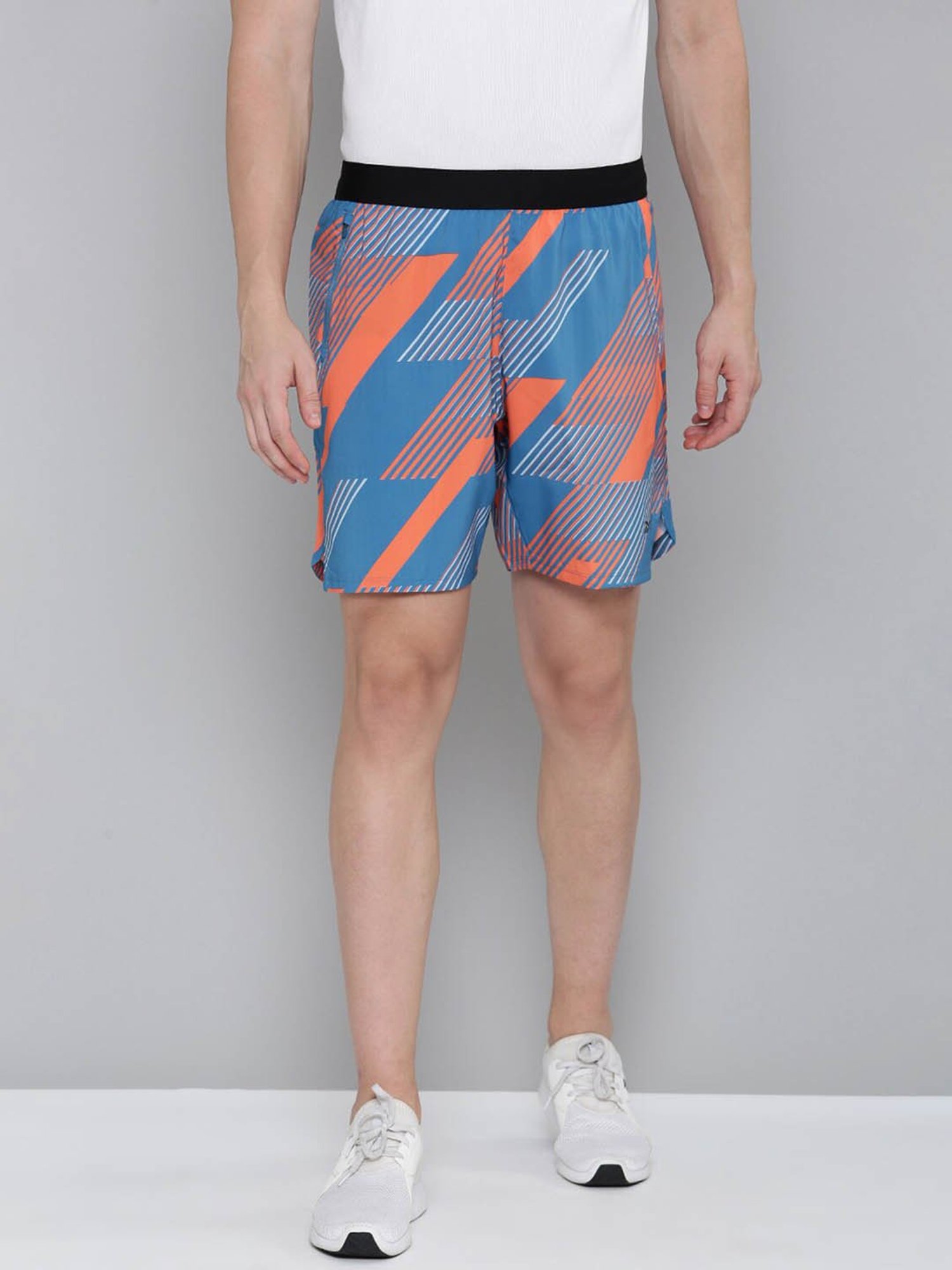 Reebok Blue Regular Fit Printed Sports Shorts