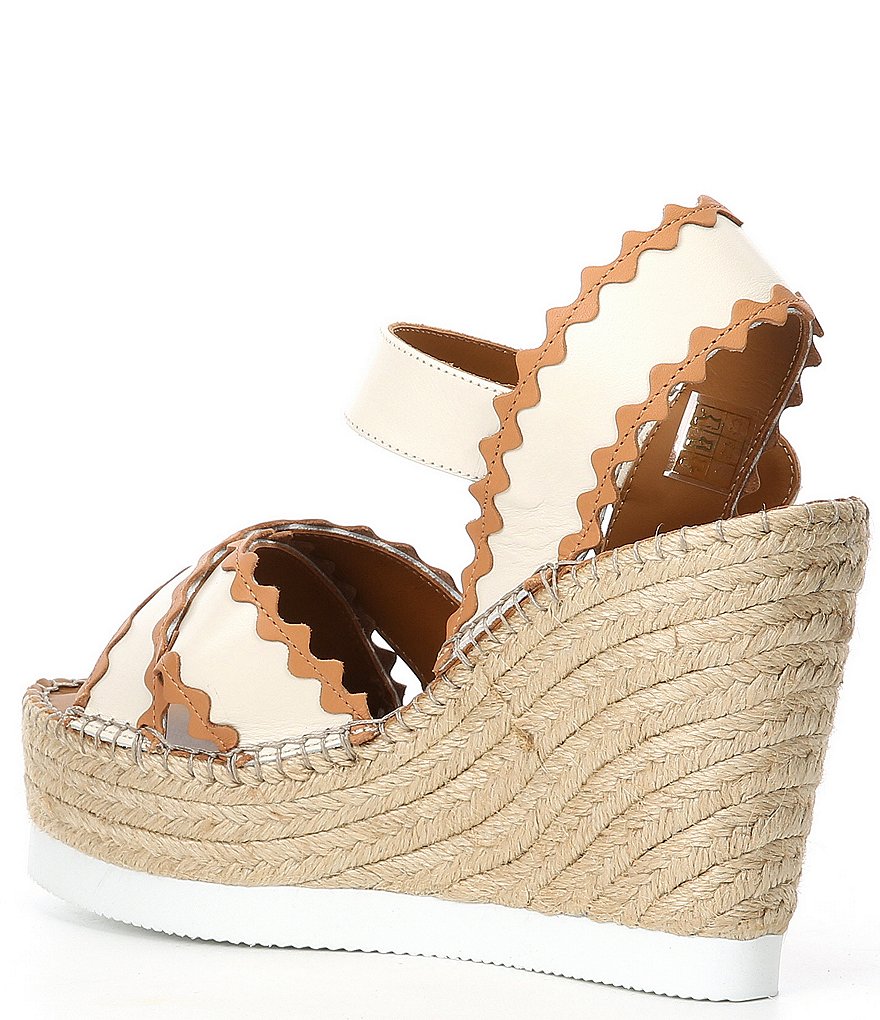 See By Chloe Glyn Leather Wedge Espadrilles