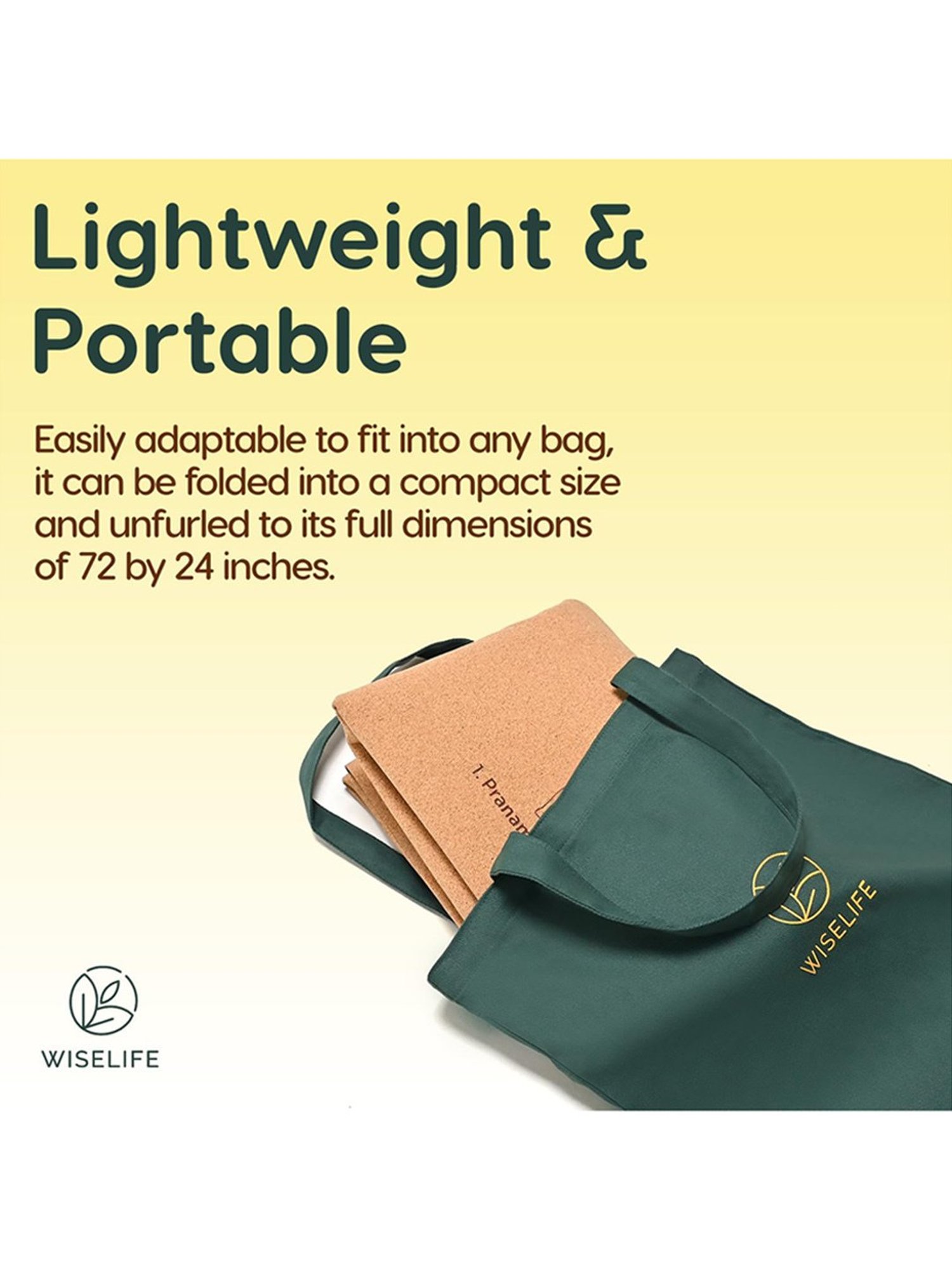 Wiselife Suede/Cork & Natural Rubber Yoga Mat + Carry Strap (Brown)