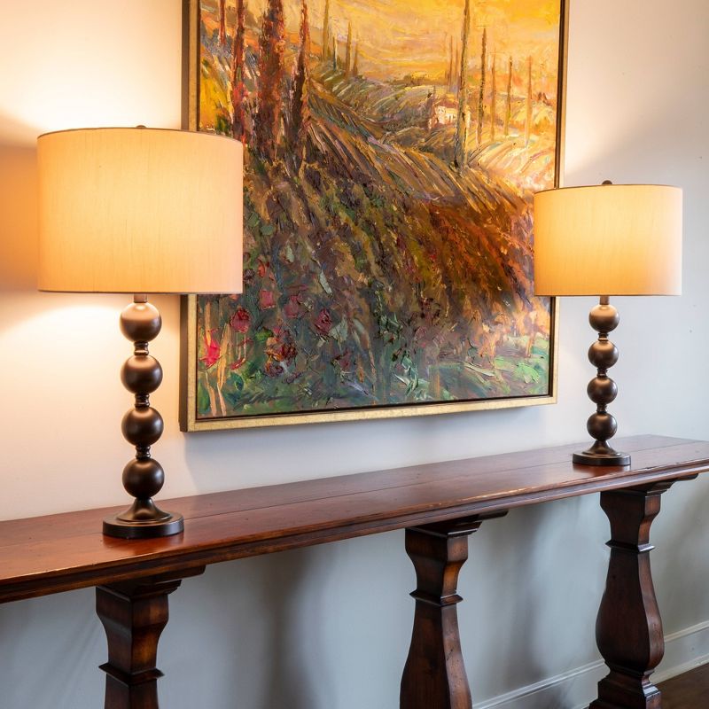 28.5" Set of 2 Sadie Stacked Ball Table Lamp Bronze - Decor Therapy