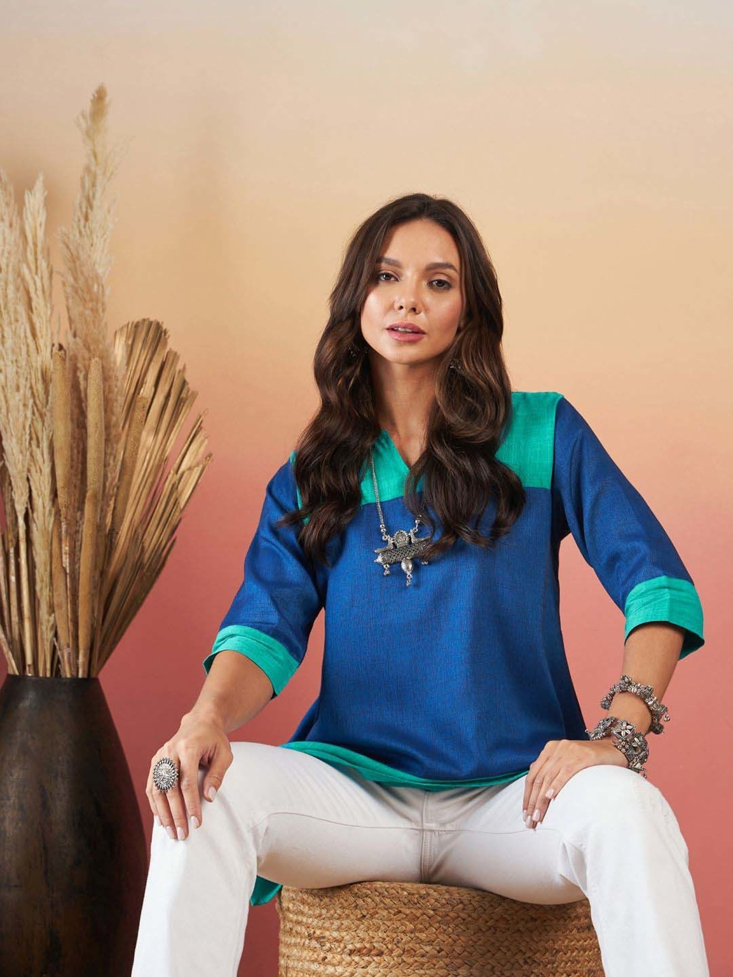 Inweave Blue Color-Block Tunic