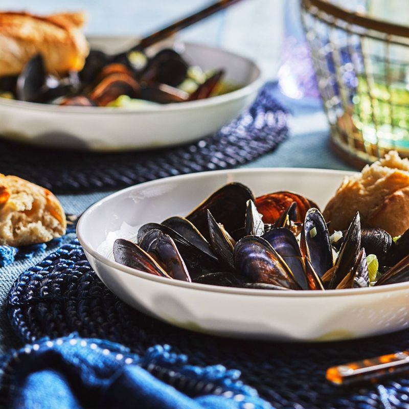 10 Strawberry Street Matte Wave Stoneware Side Bowls 10oz White - Set of 6