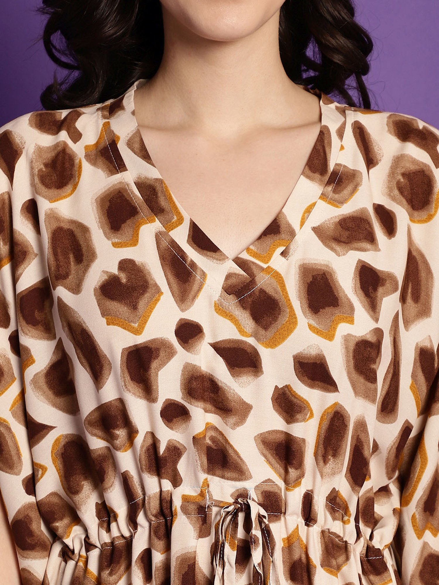 Boston Club Brown Printed Kaftan Night Dress