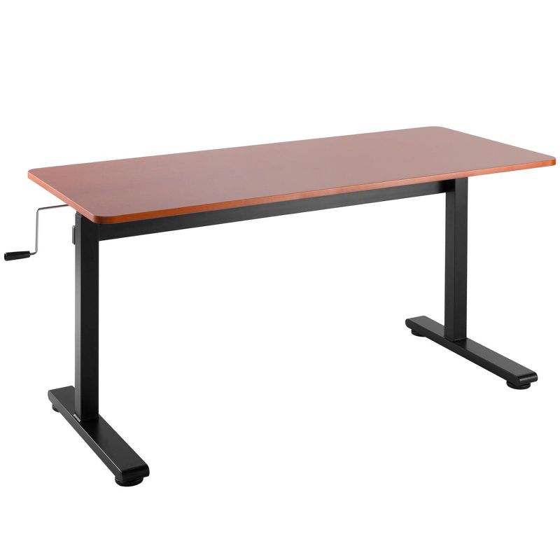 Tranzendesk Standing Desk &ndash; 55" Manual Height Adjustable Workstation &ndash; Cherry &ndash; Stand Steady