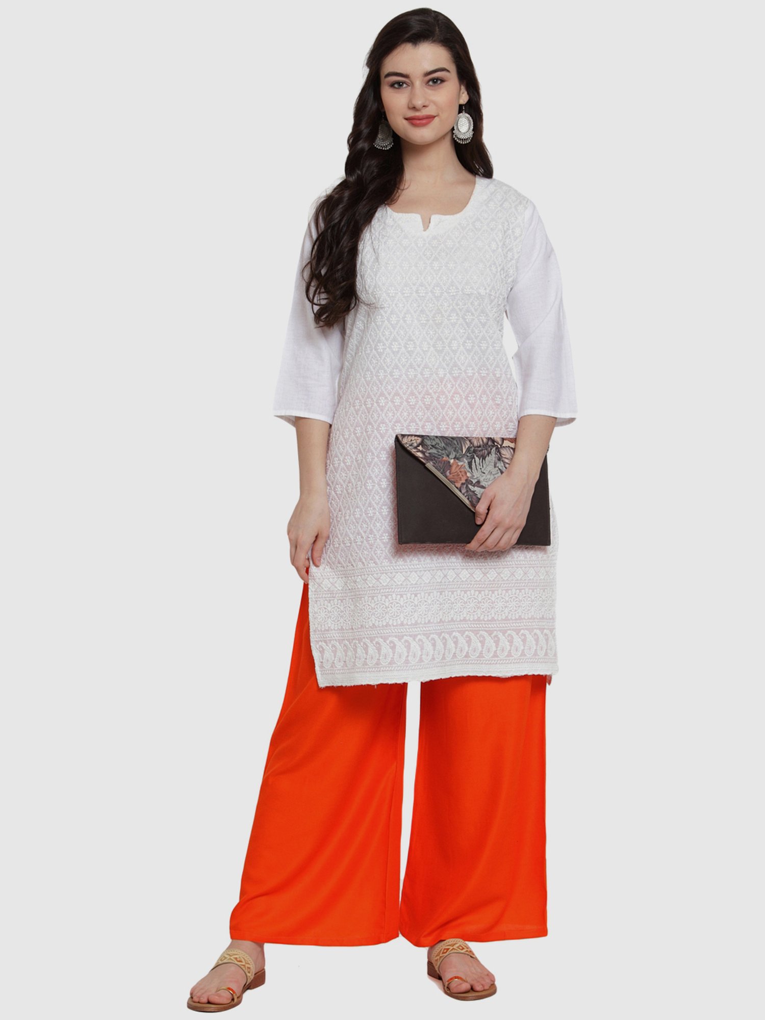 TAG 7 Orange Cotton Palazzos