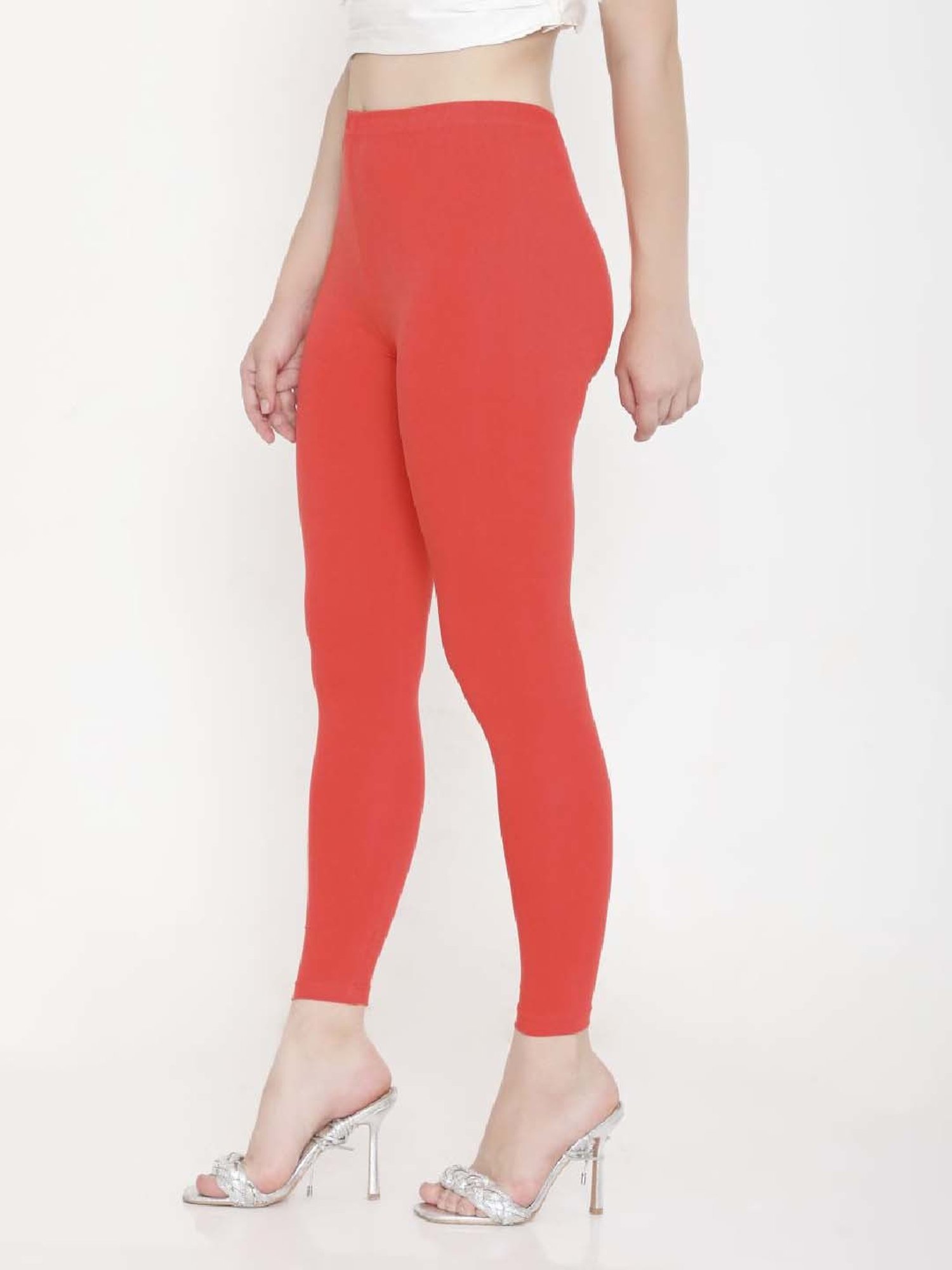 FEELINGS Orange Plain Leggings