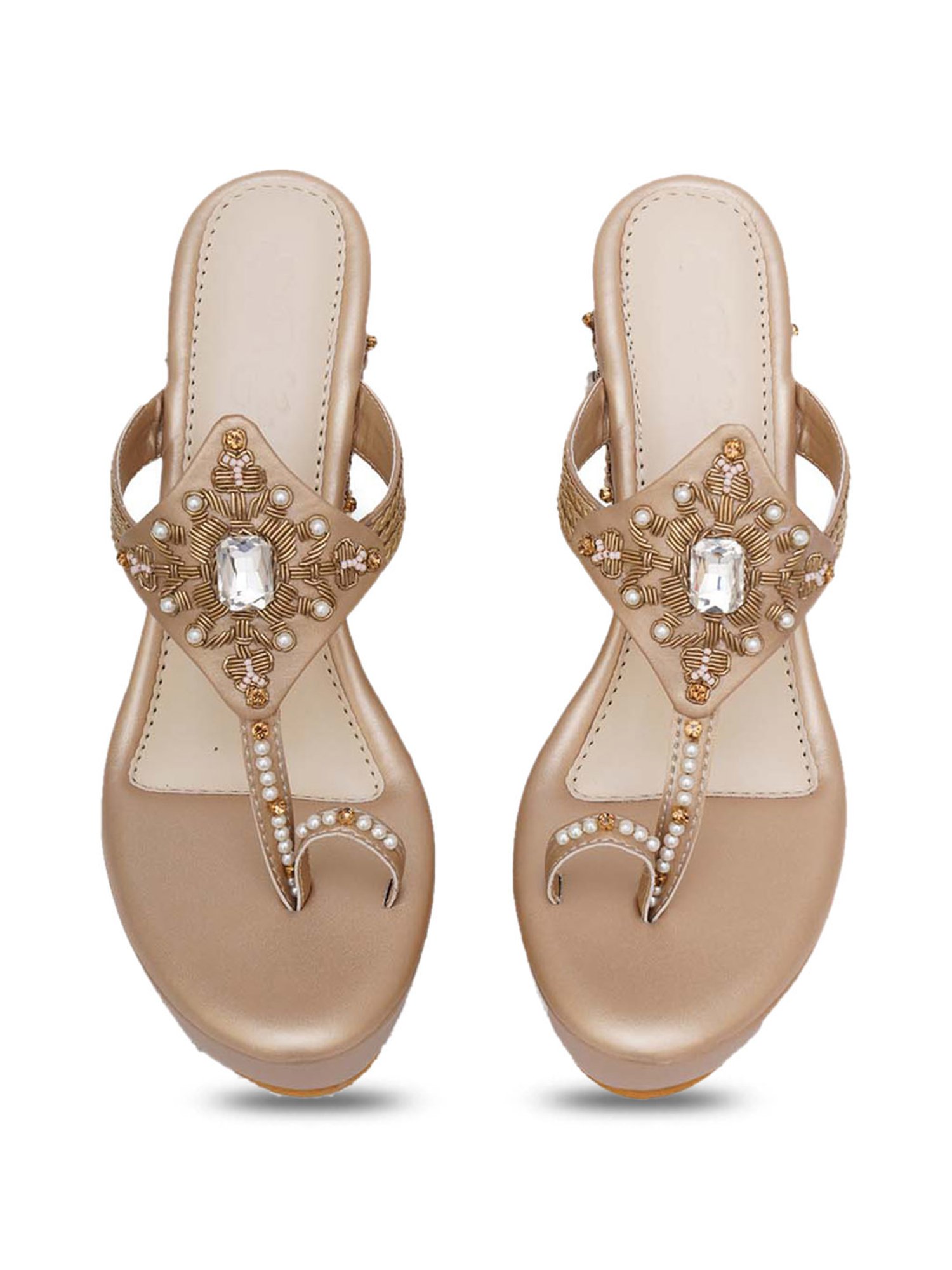 Sole House Women's Gold Toe Ring Wedges