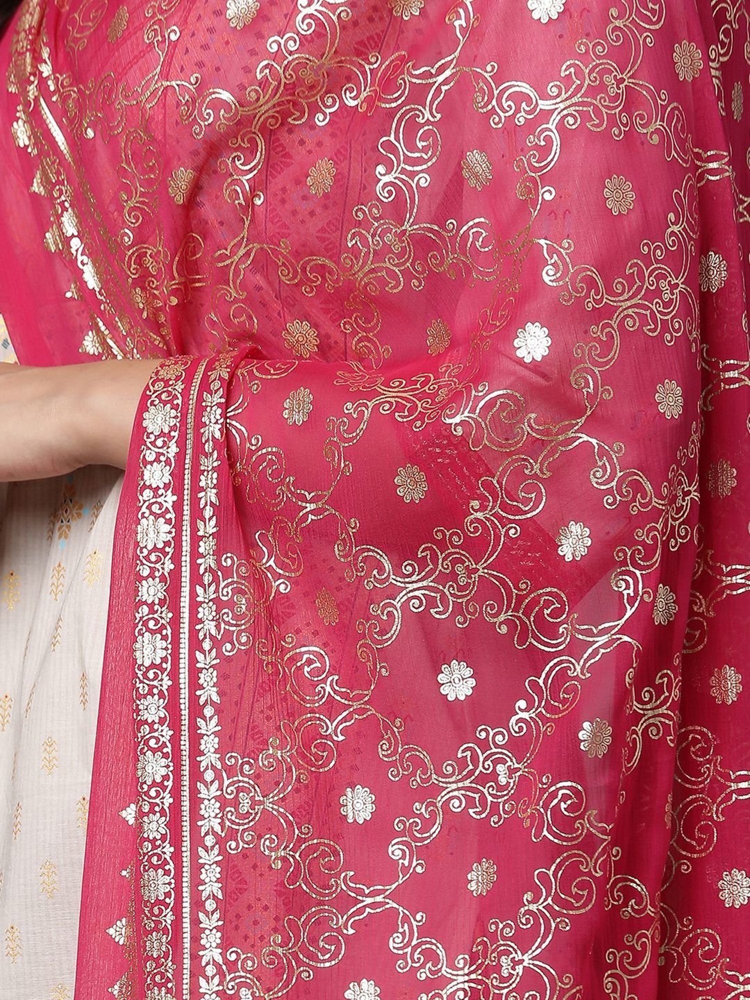 Aurelia Pink Printed Dupatta